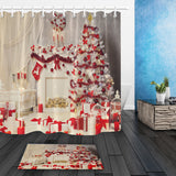 Christmas,Interior,Fireplace,Decorated,Indoors,Shower,Curtain,Bathroom