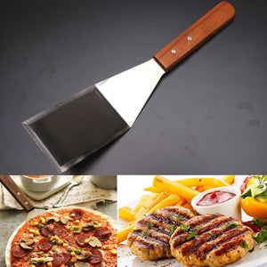 2971.5cm,Stainless,Steel,Spatula,Scrapers,Pancake,Shovel,Turner,Scoop,Wooden,Handle