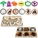 36pcs,Halloween,Wooden,Ghost,Pattern,Pendants,Ornaments,Natural,Halloween,Festival