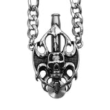 Skull,Pendant,Necklace,Stainless,Steel,Style,Cross,Skull,Pendant,Chain,Pipes