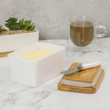 White,Ceramics,Butter,French,Butter,Holder,Insulated,Wooden