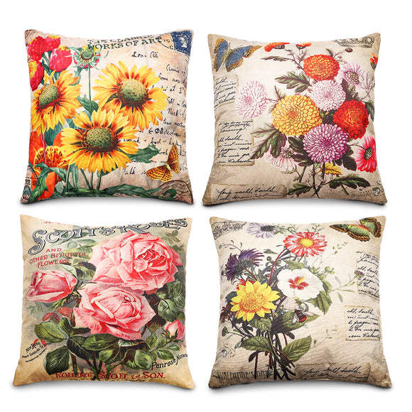 Vintage,Flower,Cotton,Linen,Cushion,Cover,Throw,Pillow,Decor