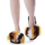 Womens,Plush,Fuzzy,Furry,Sliders,Slippers,Sandals,Flops,Shoes