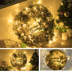 Luxury,Golden,Christmas,Light,Window,Wreath,Light,Decor