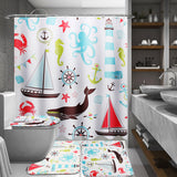 Marine,Animal,Bathroom,Shower,Curtain,Toilet,Cover