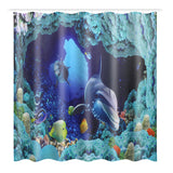 Ocean,Dolphin,Swimming,Decor,Shower,Curtain,Waterproof,Pedestal,Toilet,Cover,Shower,Curtains