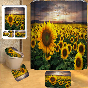 Sunflower,Bathroom,Shower,Curtain,Carpet,Toilet,Cover,Bathroom