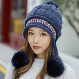 Women,Winter,Cotton,Gloves,Double,Layers,Windproof,Stretchable,Knitted