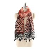 Women,Gradient,Leopard,Print,Fashion,Tassel,Fringe,Banquet,Leisure,Scarf