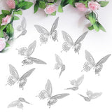 10Pcs,Stainless,Butterfly,Stickers,Silver,Mirror,Decals,Mural,Decorations