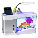 Small,Aquarium,Goldfish,Thermometer,Alarm,Clock,Light