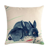 Chinese,Watercolor,Rabbit,Printing,Linen,Cotton,Throw,Pillow,Cover,Office,Pillow