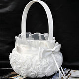 White,Romantic,Storage,Flower,Baskets,Bowknot,Satin,Wedding,Ceremony,Party