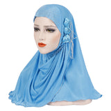 Women,Three,Flower,Tassels,Arabian,Scarf,Turban