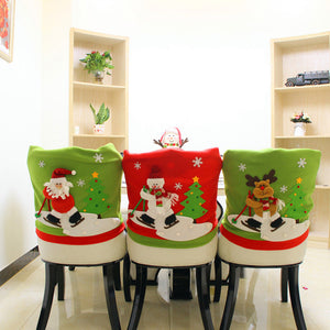 Loskii,Christmas,Chair,Cover,Cartoon,Christmas,Santa,Claus,Chair,Cover,Snowman,Dinner,Table,Party,Decorations