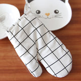 Kitchen,Resistant,Cloth,Plaid,Pattern,Printed,Baking,Insulation,Glove