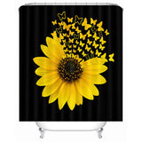 Sunflower,Butterfly,Print,Waterproof,Bathroom,Shower,Curtain,Toilet,Cover,Carpet,Toilet,Decor