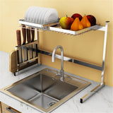 Stainless,Steel,Kitchen,Drying,Drainer,Storage,Shelf,Plate,Holders,Organizer