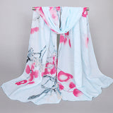 Women,Chiffon,Traditional,Chinese,Painting,Scarf,Fashion,Outdoor,Summer,Flower,Shawl