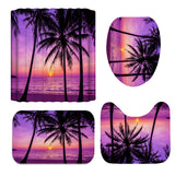 Waterproof,Beach,Purple,Coconut,Pattern,Shower,Curtain,Toilet,Cover,Pedestal,Bathroom,Decoration