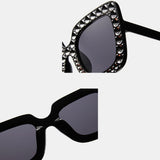 Women,Fashion,Casual,Square,Shape,Imitation,Diamonds,Decoration,Sunglasses