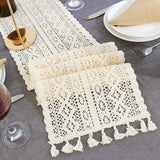 Beige,Crochet,Table,Runner,Tassel,Wedding,Decorations,Hollow,Tablecloth,Party,Decor