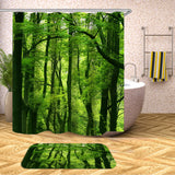 Green,Forest,Waterproof,Shower,Curtain,Bathroom,Toilet,Cover