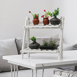 2Tier,Wooden,Shelves,Flower,Plant,Stand,Display,Indoor,Outdoor,Garden,Patio