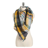 Women,Plaid,Winter,Tassels,Scarf,Triangular,Scarves,Towals