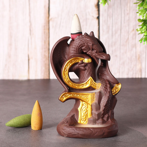 Dragon,Waterfall,Backflow,Incense,Burner,Ceramic,Smoke,Censer,Holder,Decorations