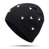 Women,Pearl,Knitted,Beanie