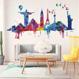 Loskii,FX82039,World,Architectural,Sticker,Removable,Stickers,Vinyl,Decals,Decor,Living