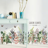 Green,Leaves,Removeable,Stickers,FlowerDruit,Butterfly,Grass,Jungle,Bedroom,Kitchen,Decorations