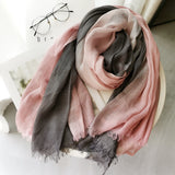 Women,Cotton,Gradient,Contrast,Color,Ladies,Casual,Elegant,Winter,Autumn,Protection,Scarf,Shawl