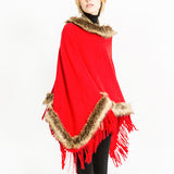 Women,Tassel,Solid,Poncho,Scarves,Cloak,Shawl,Fashion,Hooded,Shawl