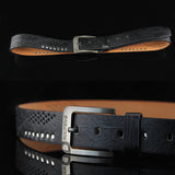 108CM,Retro,Cowboy,Leisure,Hollow,Rivet,Leather,Waistband,Strips