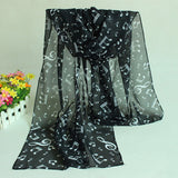 Women,Ladies,Musical,Printed,Chiffon,Scarf,Shawl