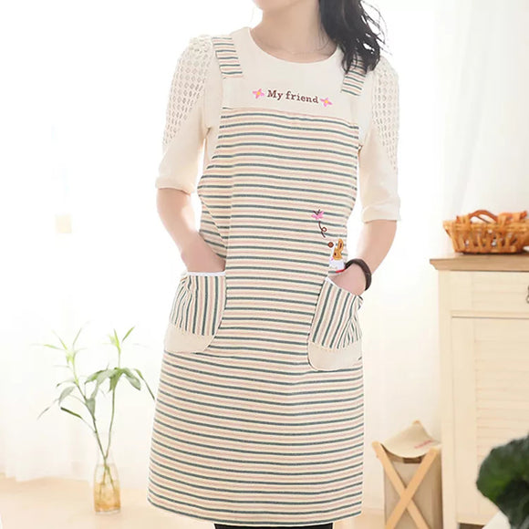 Household,Kitchen,Fashion,Women,Prevention,Polyester,Sleeveless,Striped,Canvas,Apron