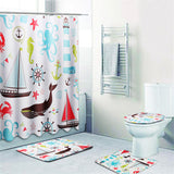 Marine,Animal,Bathroom,Shower,Curtain,Toilet,Cover