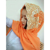 Women,Chiffon,Beaded,Headband,Scarf,Arabian,Scarf,Turban,Shawl