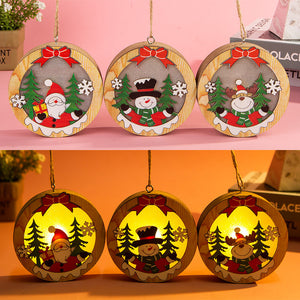 Luminous,Christmas,Wooden,Ornament,Light,Santa,Claus,Decor,Decorations