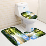 Fishing,River,Printed,Pattern,Bathroom,Shower,Curtain,Pedestal,Toilet,Cover,Carpet