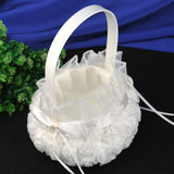 White,Romantic,Storage,Flower,Baskets,Bowknot,Satin,Wedding,Ceremony,Party