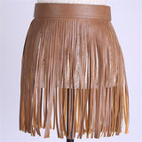 Women,Tassel,Fringed,Belts,Leather,Button,Buckles