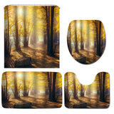 Forest,Printing,Waterproof,Bathroom,Shower,Curtain,Toilet,Cover,Floor,Hooks