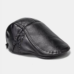 Genuine,Leather,Thick,Casual,Forward,Beret