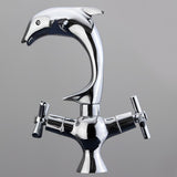 Creative,Dolphin,Shape,Double,Handle,Basin,Mixer,Chrome,Finish,Faucet