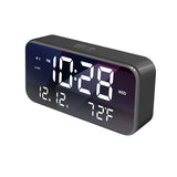 Loskii,Music,Alarm,Clock,Mirrow,Effect,Sound,Brightness,Control,Snooze,Function,Thermometer,Temperature,Display,Desktop,Clock