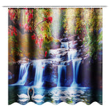 180x180cm,Swans,Flowers,Cascade,Waterproof,Shower,Curtain,12pcs,Hooks,Bathroom