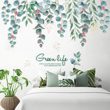 Loskii,FX82118,Green,Green,Vines,Leaves,Sticker,Bedroom,Living,Background,Decoration,Mural,Decal